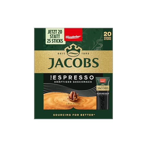 (-19%) Jacobs Typ Espresso löslicher Bohnenkaffee als Stick, Instant Kaffee, 12 x 20 Einzelportion à 1,8 g, für 240 Getränke