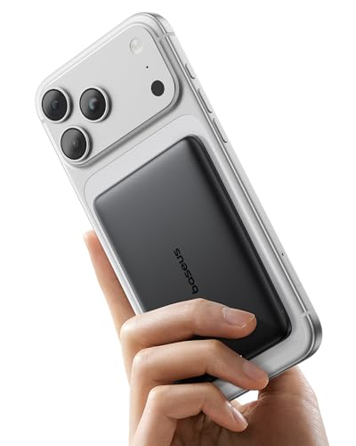 🔥 STARKER PREIS (-30%) Baseus Picogo AM41 Power Bank, Ultra Slim 5000mAh Magsafe Powerbank, PD 20W Schnellladung, Portabel, Wireless Magnetische Externe Batterie mit USB C Kabel für iPhone 17/16/15/14/13/12, Schwarz