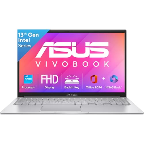 ASUS Vivobook 15, Intel Core i3 13th Gen 1315U, 8GB RAM, 512GB SSD, FHD 15.6", Windows 11, Office Home 2024, Cool Silver, 1.7Kg, X1504VA-NJ3320WS, Int