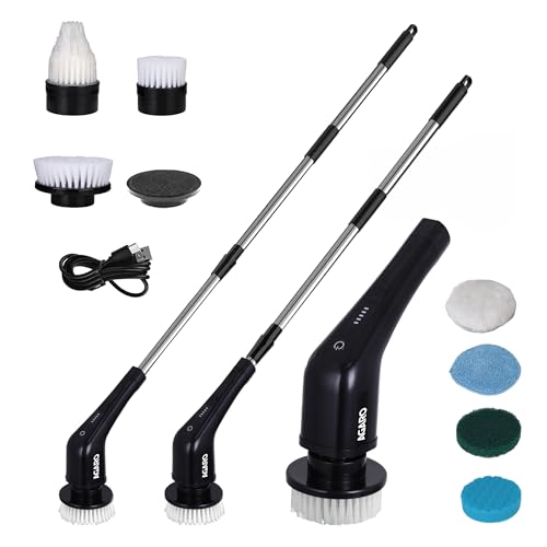 AGARO Royal Electric Spin Scrubber, Cleaning Brush Scrubber for Home, 400RPM/Mins - 8 Replaceable Brush Heads - 90Mins Work Time,3 Adjustable Size,2 A
