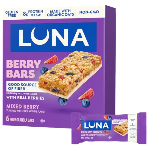 �️LUNA Berry Bars Mixed Berry, Fiber Granola Bars, Gluten Free, 6ct
