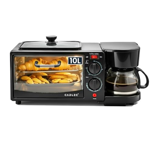 CADLEC MultiChef Pro 3 in 1 Breakfast Maker With Oven Toaster Griller, Coffee Maker, Frying Pan | Adjustable Temperature & Timer, Bake, Grill & Toast-