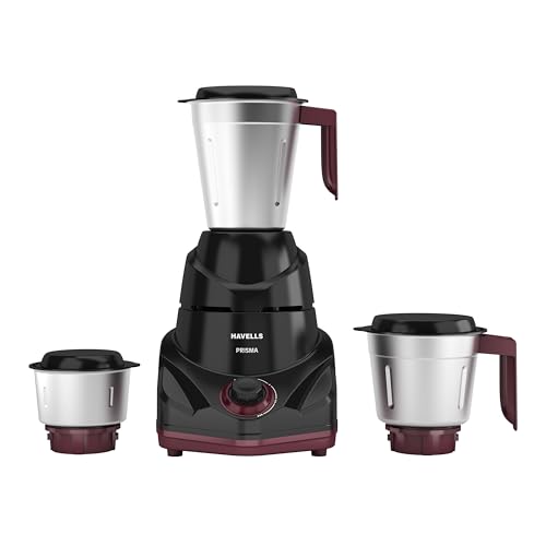 Havells Prisma 750 W 3 Jar Mixer Grinder| 3 Speed With Pulse Function| Air Vent Technology| Stainless Steel Blades| Wider Mou