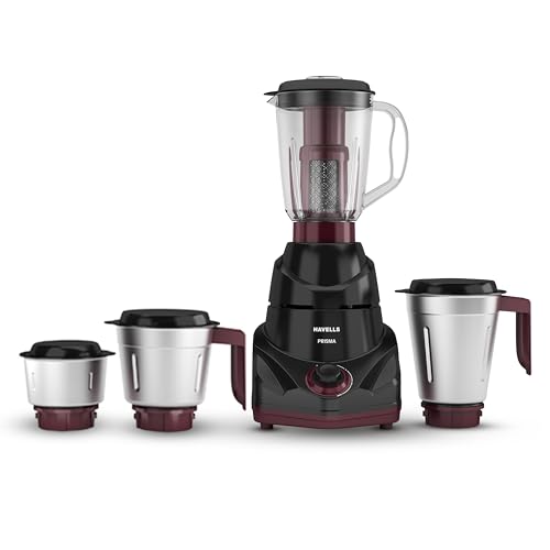 Prisma 750 W 4 Jar Mixer Grinder| 3 Speed With Pulse Function| Air Vent Technology| Stainless Steel Blades| Wider Mouth Jars| Overload Protecton| 2-Ye