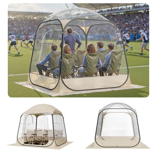 VEVOR Pop Up Sports Tent, 72" x72x76.8 Instant Weather Proof Clear Tent for 4–6 Persons, Portable Foldable Shelter with Removable Floor Mat & Top Cover, for Watching Sports Events, Camping, Fishing