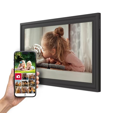 🔥 STARKER PREIS (-34%) Thomson Digitaler Bilderrahmen 15 Zoll, IPS-Bildschirm, FHD-Touchscreen, WLAN, Direktes Teilen über App, Smart-Funktionen, Elektronischer Fotorahmen mit 32 GB Speicher, Automatische Drehung