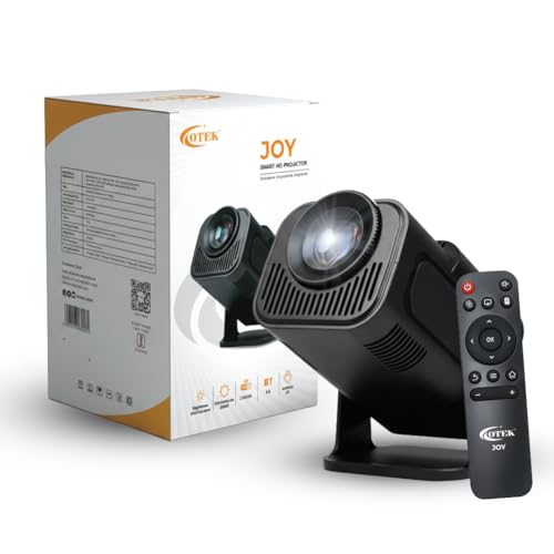 OTEK Joy Smart Portable Projector | Android 11, Native 720P HD with 4K Support | 3500 Lumens 200 ANSI | 5G WiFi & BT 5.4 | Mini Home Theater, Keystone