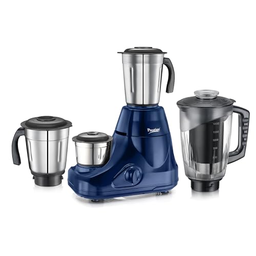 Prestige Astra Neo 750 Watt Mixer Grinder with 4 Jars (3 Stainless Steel + 1 Juicer) | Space-Saving Stacking Design | Super Efficient SS Blades | Blue