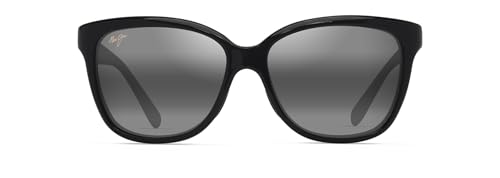 Maui Jim Women's Starfish Cat Eye Sunglasses Shiny Black/Neutral Grey Polarized 56 Millimeters