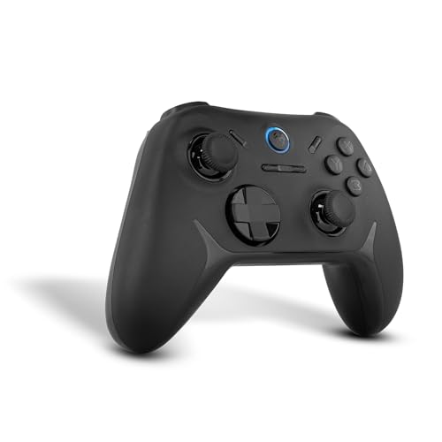 KROM KADOER— Mando Inalámbrico Bluetooth 5.0, 15 Botones, 4 niveles de Vibración dual, 187 gramos, Indicador LED nivel batería, Compatible con PC/Switch/Switch 2/iOS/Android, Negro