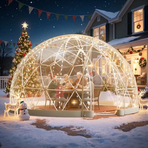 VEVOR Garden Dome Tent, 9.5 x 5.7 ft Outdoor Clear Bubble Tent for 2-4 Person, Weatherproof Geodesic Dome Greenhouse with Window, PVC Transparent Tents for Backyard Patios Camping Party Wedding
