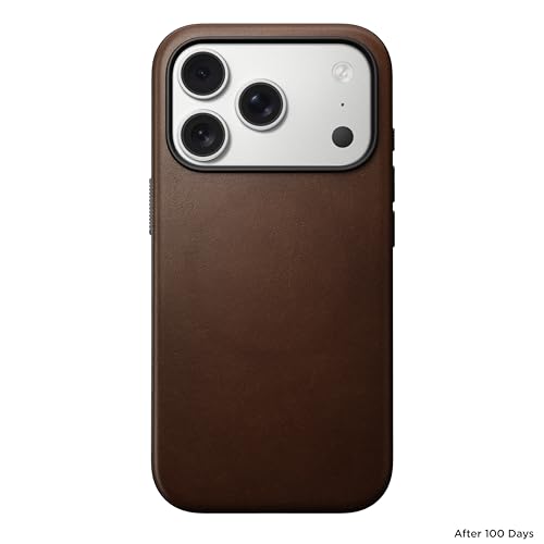 NOMAD Modern Leather Case Brown Compatible with iPhone 17 Pro Leather Magsafe Charging Compatible Phone Case for iPhone 17 Pro