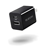 エレコム 充電器 コンセント USB-C USB-A 2ポート 20W PD対応 折りたたみ式プラグ ブラック EC-AC12020BK