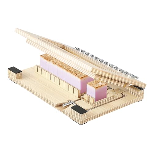 VEVOR Soap Cutter, Cut 1-12 Bars, Precisely and Accurately Cut 1 Inch Bars, Wood Frame with Steel Wire, with Extra Wires, Multi Handmade Soap Wire Cutter for Candles, DIY Making Cutting Tool