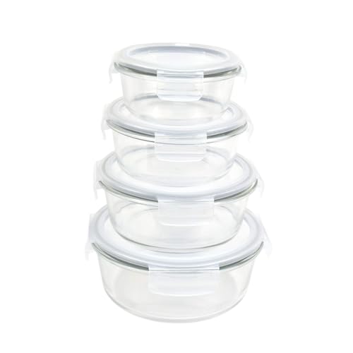 Signoraware Safe N Store Glass Round Container | Airtight & Leakproof Locking Lid | Durable | Microwave Safe | Ideal For Kitchen Storage & Lunch Boxes