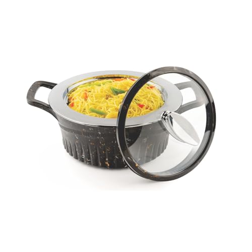 SignoraWare Master Lock BPA Free Plastic Casserole | Inner Stainless Steel With Borosilicate Glass Lid | Microwave Safe | Airtight Lid | Ideal for Sto
