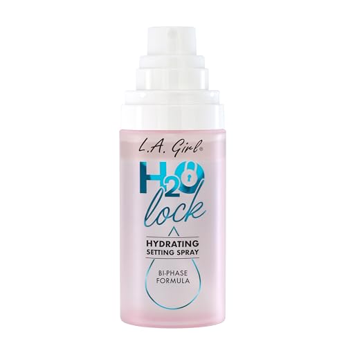 L.A. Girl H2O Lock Setting Spray, Bi-Phase Hydrating Makeup Setting Mist with Aloe Vera, Vitamin E, Cucumber Extract, Dewy Finish, Long-Lasting G97882