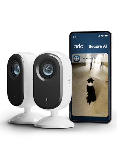 🔥 STARKER PREIS (-35%) Arlo Indoor 3 HD Überwachungskamera Innen, WLAN, Weiß, 2-Kamera-Set