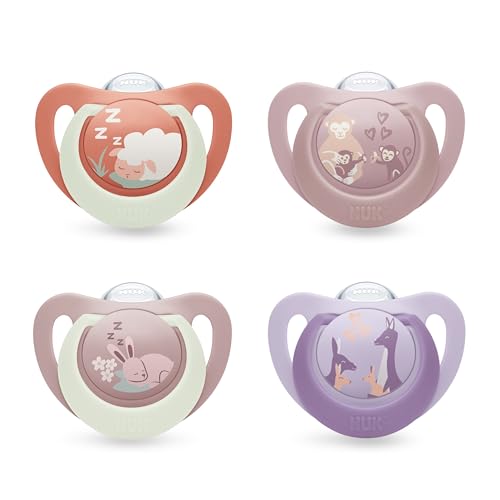 (-20%) NUK First Choice Day & Night Baby Schnuller | 6-18 Monate | Orthodontische Schnuller, die im Dunkeln leuchten | Beruhigt 99% aller Babys** | Sortiert | 4 Stück