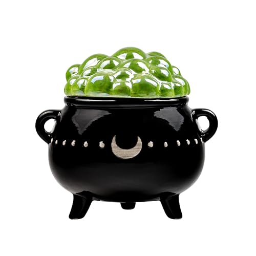 10 Strawberry Street Bubble Bubble Cauldron Canister, Black w. Green Luster