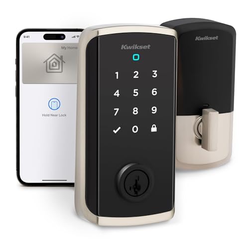 Kwikset Halo Select Plus Satin Nickel Touchscreen Wi-Fi and Matter Enabled Smart Lock Deadbolt with Door Status Sensor, Intrusion Detection and Apple Home Keys Tap-to-Unlock Technology