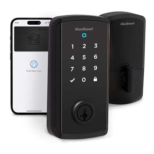 Kwikset Halo Select Plus Matte Black Touchscreen Wi-Fi and Matter Enabled Smart Lock Deadbolt with Door Status Sensor, Intrusion Detection and Apple Home Keys Tap-to-Unlock Technology
