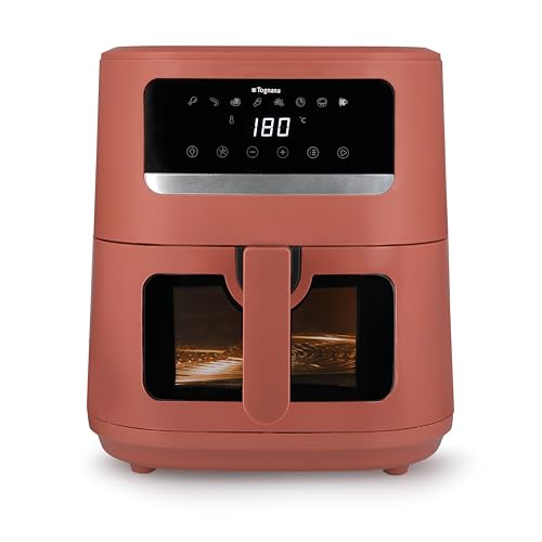 ⚡ BLITZDEAL (-34%) Tognana Iridea, Heißluftfritteuse 8L, doppelte Heizspirale, digitales Display, Timer, 80-200°C, Fenster, 2000W, Apfelrot