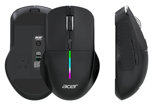 Acer Prism Dual Mode Wireless Mouse I 2.4G + Bluetooth I Silent Click I 3200 DPI (800-1200-2400-3200) I Rechargeable 500mAh I RGB LED I 6 Buttons I Li