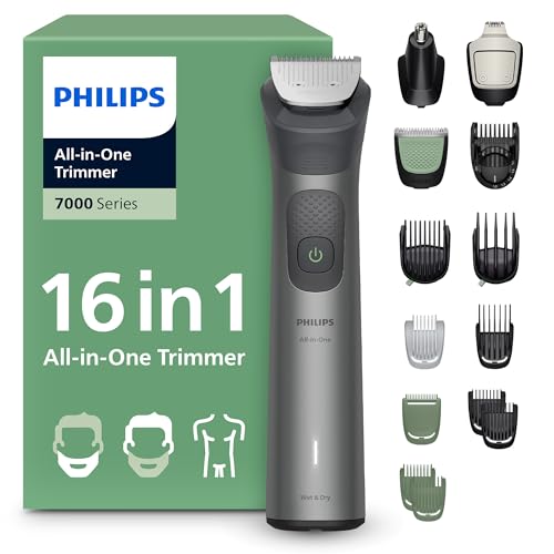 (-21%) PHILIPS Multigroom Series 7000 All-in-One 16-teiliger Barttrimmer und Haarschneider für Gesicht, Kopf und Körper, selbstschärfende Metallklingen, 21 Längeneinstellungen (0,5-16 mm), Modell MG7931/15