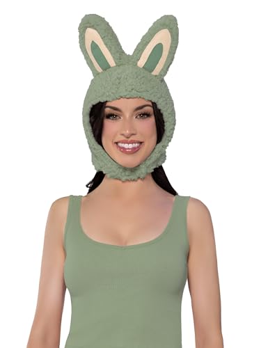 Leg Avenue Women's Halloween Costumes for Women Cute Bunny Monster Hood Animal Ears Bonnet, One Size, Green