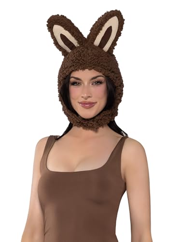 Leg Avenue Women's Halloween Costumes for Women Cute Bunny Monster Hood Animal Ears Bonnet, One Size, Brown