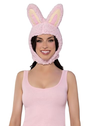 Leg Avenue Women's Halloween Costumes for Women Cute Bunny Monster Hood Animal Ears Bonnet, One Size, Pink
