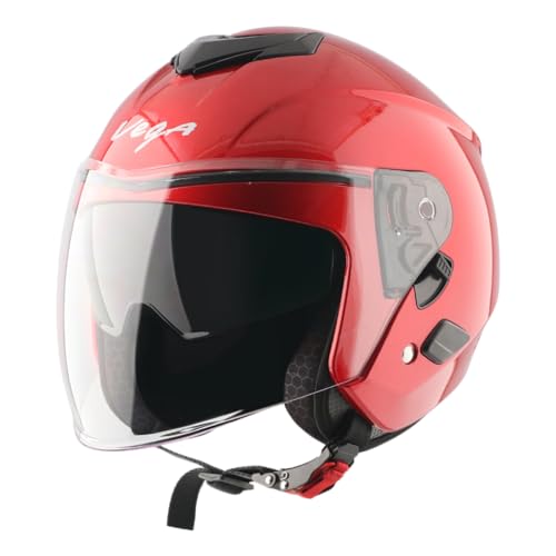 Vega VO 04 Punch Dual Visor Open Face Riding Helmet with Lightweight Shell, Shock-Absorbing Liner, Comfortable Interior, Aerodynamic Design, Ventilate