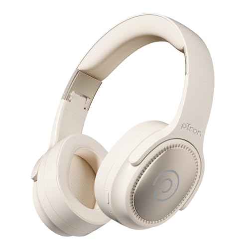 pTron Studio Pro w/ 65Hrs Playtime, Wireless Over Ear Headphones w/HD Mic, Dual Device Pairing, TruTalk AI-ENC Calls, Low-Latency Game & Music, 40mm D