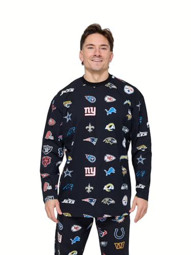OOSC Mens NFL Long Sleeve Team Black T-Shirt, Black, M EU
