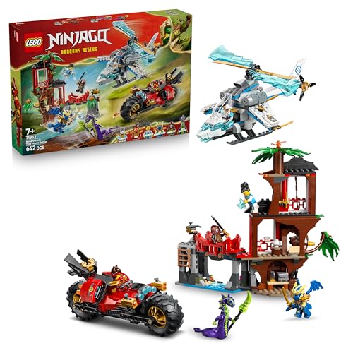 (-37%) LEGO NINJAGO Showdown am Baumhaus mit dem Ninja-Bike - Action Spielzeug mit Motorrad, Hubschrauber, 6 Minifiguren und Schwertern - Geschenk für Jungen ab 7 Jahren und Fans - 71857
