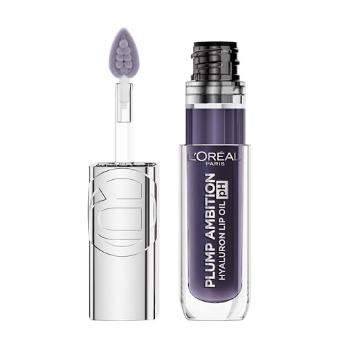 L'Oréal Paris Plump Ambition Transformative PH, Plumping Lip Oil With Hyaluronic Acid and Tripeptide & Vanilla Oil, Smoother Lips & Volumizing Shine 116 Berry Noir