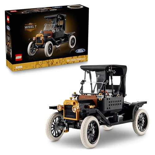 (-31%) LEGO Icons Ford Model T - Retro Auto Modellbau für Erwachsene - Sammler Ausstellungsset mit Stofffaltdach, hohen Rädern & geteilter Windschutzscheibe - Geschenk für Fans klassischer Fahrzeuge - 11376