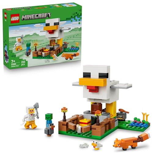 (-50%) LEGO Minecraft Hühnerfarm - Spielzeug zum Bauen mit Hühner Fan Minifigur, Baby Zombie und Fuchs Figuren - Set mit Minecraft Figur - Gamer Geschenk für Jungen und Mädchen ab 7 Jahren - 21585