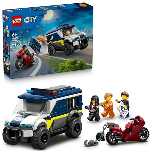 (-44%) LEGO City Gefangenentransporter - Spielzeug LKW Bauset mit Motorrad, 3 Minifiguren und Abnehmbarer Gefängnistür - Geburtstagsgeschenk für Jungen ab 6 Jahren - 60479