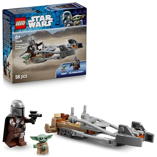 (-30%) LEGO Star Wars Der Mandalorianer und Grogu auf ihrem Speeder Bike - Set mit Fahrzeug und 2 Star Wars Figuren für Actionabenteuer - Geschenk für Kinder ab 6 Jahren - 75436