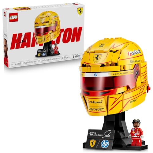 LEGO Editions Scuderia Ferrari HP Lewis Hamilton Helm - F1 Merchandise - Ausstellungsmodell Bausatz mit sammelbarer Minifigur - Geschenk für Jungen ab 14 Jahren und Erwachsene Motorsportfans - 43022