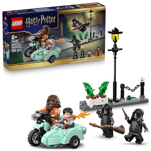 (-40%) LEGO Harry Potter Hagrids und Harrys Flucht aus dem Ligusterweg - Motorrad Spielzeug mit 4 Minifiguren - 2 Todesser, eine Straßenszene - Geschenk für Mädchen, Jungen und Fans ab 8 Jahren - 76459