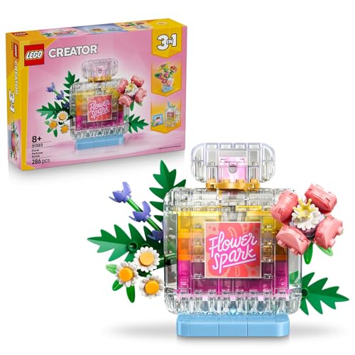 (-31%) LEGO Creator 3-in-1-Set Parfümflasche mit Blumendeko - Bauspielzeug mit 3 Bauoptionen: Parfümflasche, Blumenvase oder Smoothie - Geschenkidee für Kinder ab 8 Jahren - 31383