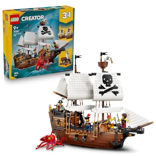 (-35%) LEGO Creator Legendäres Piratenschiff Spielzeug - Modellbau mit 2 Bauoptionen - Burg oder 2 Zwillingsboote - Kinderzimmer Deko - Geburtstagsgeschenk für Jungen & Mädchen ab 9 Jahren - 31387