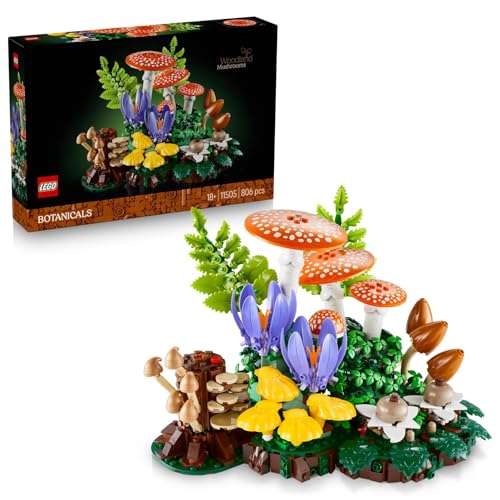 LEGO Botanicals Bospaddenstoelen - Kunstplanten Bouwpakket voor Volwassenen - Incl. een Paddenstoel en Nepbloemen - Woondecoratie en Bureau-Accessoire - DIY Cadeau voor Vrouwen en Mannen 11505