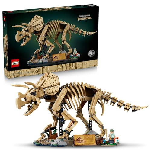 (-33%) LEGO Jurassic World Dinosaurier-Fossilien: Triceratops - Modellbau für Erwachsene mit der Minifigur Dr. Gerry Harding - DIY Deko fürs Regal - Geschenkidee für Jurassic Park Fans - 77985