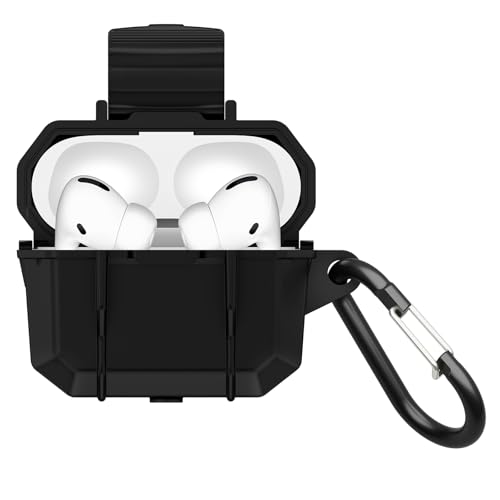 Pelican Marine Series - AirPods Pro 3 Case with Carabiner [Wireless Charging Compatible] [MIL-Grade Protection] IP68 Waterproof Heavy Duty Armor Case for AirPods Pro 3 - Black