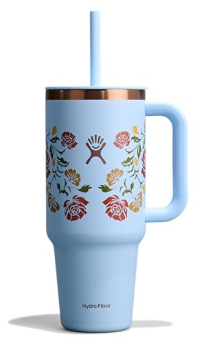 Hydro Flask 40 Oz Travel Tumbler with Handle, Lid and Straw - Insulated Stainless Steel in Western Light Blue : Home & K
