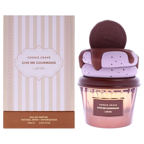Lattafa Cookie Crave Eau de Parfum, Give me Gourmand Collection, 75ml Spray, Sweet Vanilla Cookie Scent, Cocoa Butter and Sugar Notes